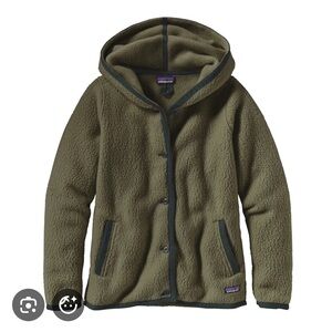 Patagonia Women’s Shearling Fleece Hooded Cardigan Green XS